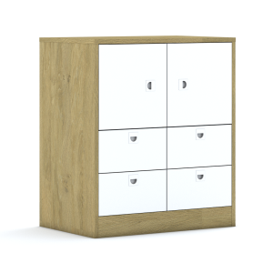 Szafa Blox Colours 70 2PP 2F1 4SB 706x466x813 korpus dąb/2x front pomarańczowy i 4x szuflada biała