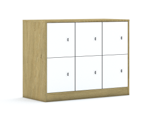 Szafa Blox Colours 110 2PP 6F1 1049x466x813 korpus dąb/3x front biały i 3x front pastelowy niebieski