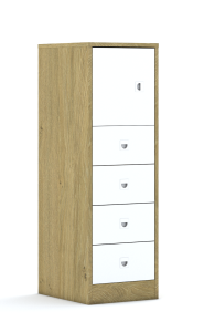 Szafa Blox Colours 40 3P 1F1 4S 363x466x1165 korpus biały/1x front czarny i 4x szuflada biała