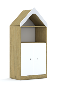 Regał Blox Colours 70 3P 2F2 z daszkiem 706x466x1575 korpus dąb/2x front jasny szary