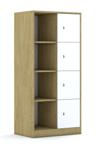 Regał Blox Colours 70 4PP 4F1 706x466x1517 korpus biały/2x front biały i 2x front pomarańczowy - wariant 4