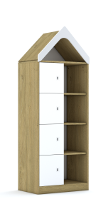 Regał Blox Colours 70 4PP 4F1 z daszkiem 706x466x1927 korpus dąb/4x front jasny szary - wariant 2