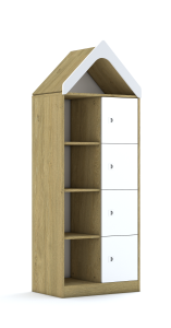Regał Blox Colours 70 4PP 4F1 z daszkiem 706x466x1927 korpus biały/4x front czarny - wariant 3