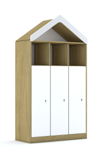 Regał Blox Colours 110 4PP 3F3 z daszkiem 1049x466x1927 korpus dąb/3x front pastelowy zielony