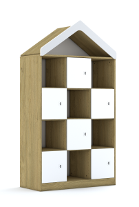 Regał Blox Colours 110 4PP 6F1 z daszkiem 1049x466x1927 korpus dąb/6x front niebieski - wariant 2