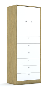 Szafa Blox Colours 70 5P 2F2 6S 706x466x1869 korpus biały/2x front czarny i 6x szuflada biała