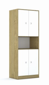 Regał Blox Colours 70 5P 4F2 706x466x1869 korpus biały/2x front biały i 2x front pastelowy niebieski