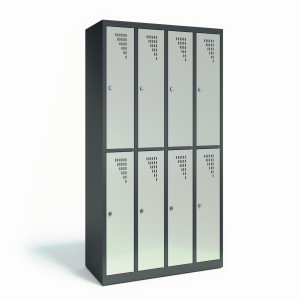 Szafa skrytkowa SLIM 2/965K4 965x400x1800 korpus szary/front czerwony