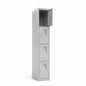 Szafa skrytkowa 4/415K1 415x490x1800 korpus szary/front czerwony