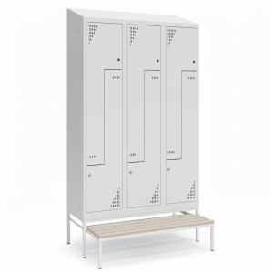 Szafa ubraniowa TYPU L z wysuwaną ławeczką 1200K3/2 DSZ 1200x800x1950 korpus szary/front szary