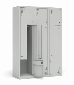 Szafa ubraniowa TYPU L 1200K3/2 1200x490x1800 korpus szary/front czerwony