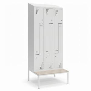 Szafa ubraniowa TYPU L ze stałą ławeczką 900K3/2 DSZ 900x800x1950 korpus antracyt/front antracyt