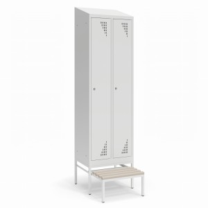 Szafa ubraniowa z wysuwaną ławeczką 600K2 DSZ 600x800x1950 korpus szary/front zielony