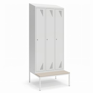 Szafa ubraniowa ze stałą ławeczką 885K3 DSZ 885x800x1950 korpus antracyt/front czerwony