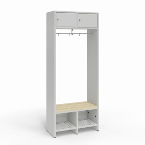 Zestaw szatniowy ławko-wieszak z drążkiem z haczykami na ubrania 2/726 D 726x350x1800 korpus szary/front szary