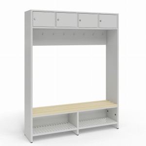 Zestaw szatniowy ławko-wieszak z panelem z haczykami 4/1414 H 1414x350x1800 korpus antracyt/front antracyt
