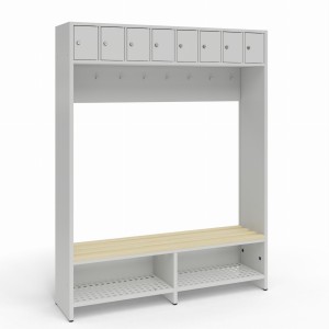 Zestaw szatniowy ławko-wieszak z panelem z haczykami 8/1414 H 1414x350x1800 korpus antracyt/front antracyt