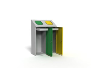 Pojemnik do segregacji odpadów (2 worki) 710x350x1070 korpus szary/front szary