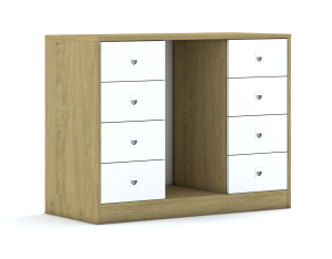 Regał na pojemniki Blox Base 110 2PG 8SB 1049x466x813 korpus biały/8x szuflada szara