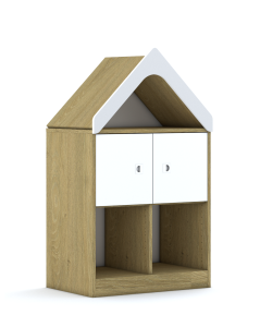 Regał Blox Base 70 2PP 2F1 z daszkiem 706x466x1223 korpus dąb/2x front szary - wariant 2