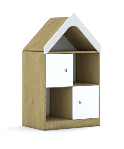 Regał Blox Base 70 2PP 2F1 z daszkiem 706x466x1223 korpus dąb/2x front szary - wariant 3