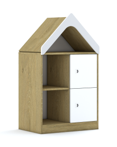 Regał Blox Base 70 2PP 2F1 z daszkiem 706x466x1223 korpus biały/2x front dąb - wariant 6