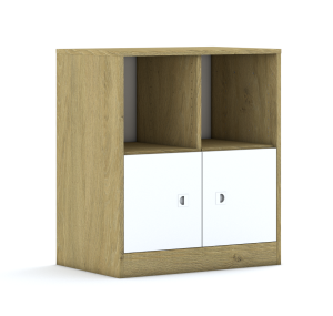 Regał Blox Base 70 2PP 2F1 706x466x813 korpus dąb/2x front biały - wariant 1