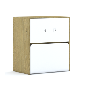 Regał Blox Base 70 2PP 2F1 ze skrzynią 706x466x813 korpus szary/2x front dąb
