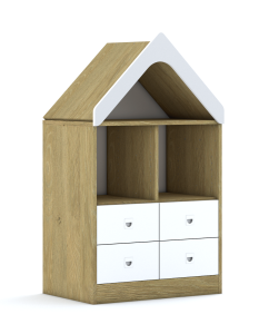 Regał Blox Base 70 2PP 4SB z daszkiem 706x466x1223 korpus biały/4x szuflada szara