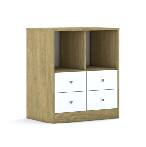 Regał Blox Base 70 2PP 4SB 706x466x813 korpus biały/4x szuflada szara