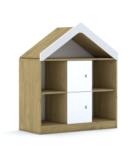 Regał Blox Base 110 2PP 2F1 z daszkiem 1049x466x1223 korpus biały/2x front dąb