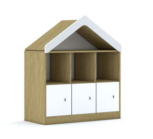 Regał Blox Base 110 2PP 3F1 z daszkiem 1049x466x1223 korpus biały/3x front biały - wariant 3