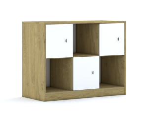 Regał Blox Base 110 2PP 3F1 1049x466x813 korpus szary/3x front biały - wariant 3