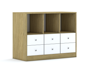 Regał Blox Base 110 2PP 4SB 2SS 1049x466x813 korpus biały/6x szuflada biała