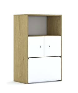Regał Blox Base 70 3P 2F1 ze skrzynią 706x466x813 korpus dąb/2x front szary