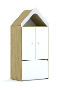 Regał Blox Base 70 3P 2F2 ze skrzynią i daszkiem 706x466x1575 korpus biały/2x front szary