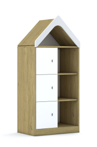 Regał Blox Base 70 3PP 3F1 z daszkiem 706x466x1575 korpus dąb/3x front szary - wariant 3
