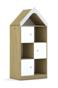 Regał Blox Base 70 3PP 3F1 z daszkiem 706x466x1575 korpus dąb/3x front biały - wariant 1