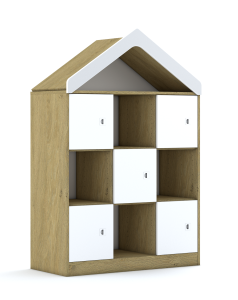 Regał Blox Base 110 3PP 5F1 z daszkiem 1049x466x1575 korpus dąb/5x front dąb