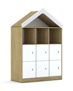 Regał Blox Base 110 3PP 6F1 z daszkiem 1049x466x1575 korpus szary/6x front biały
