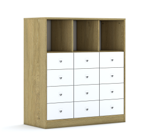 Regał Blox Base 110 3PP 8SB 4SS 1049x466x1165 korpus dąb/12x szuflada dąb