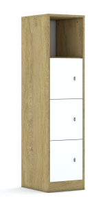 Regał Blox Base 40 4P 3F1 363x466x1517 korpus dąb/3x front szary