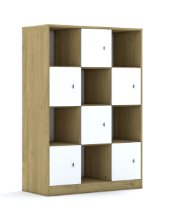 Regał Blox Base 110 4PP 6F1 1049x466x1517 korpus dąb/6x front biały - wariant 2