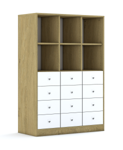 Regał Blox Base 110 4PP 8SB 4SS 1049x466x1517 korpus dąb/12x szuflada dąb