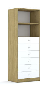 Regał Blox Base 70 5P 6S 706x466x1869 korpus dąb/6x szuflada dąb