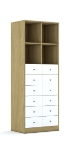 Regał Blox Base 70 5PP 12SB 706x466x1869 korpus dąb/12x szuflada dąb