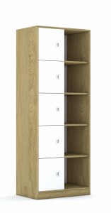 Regał Blox Base 70 5PP 5F1 706x466x1869 korpus biały/5x front szary - wariant 2