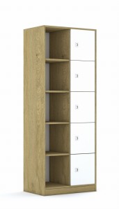 Regał Blox Base 70 5PP 5F1 706x466x1869 korpus biały/5x front dąb - wariant 3