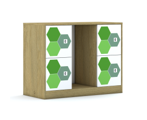 Regał na pojemniki Blox Hex Green 110 2PG 4F1 1049x466x813 korpus biały/4x front biały