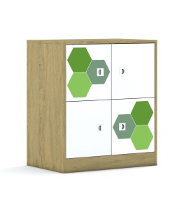 Szafa Blox Hex Green 70 2PP 4F1 706x466x813 korpus biały/4x front biały